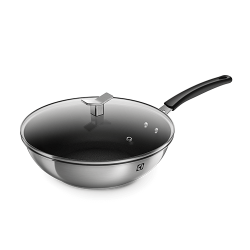 PANELA WOK ACO INOX 28CM COM TAMPA